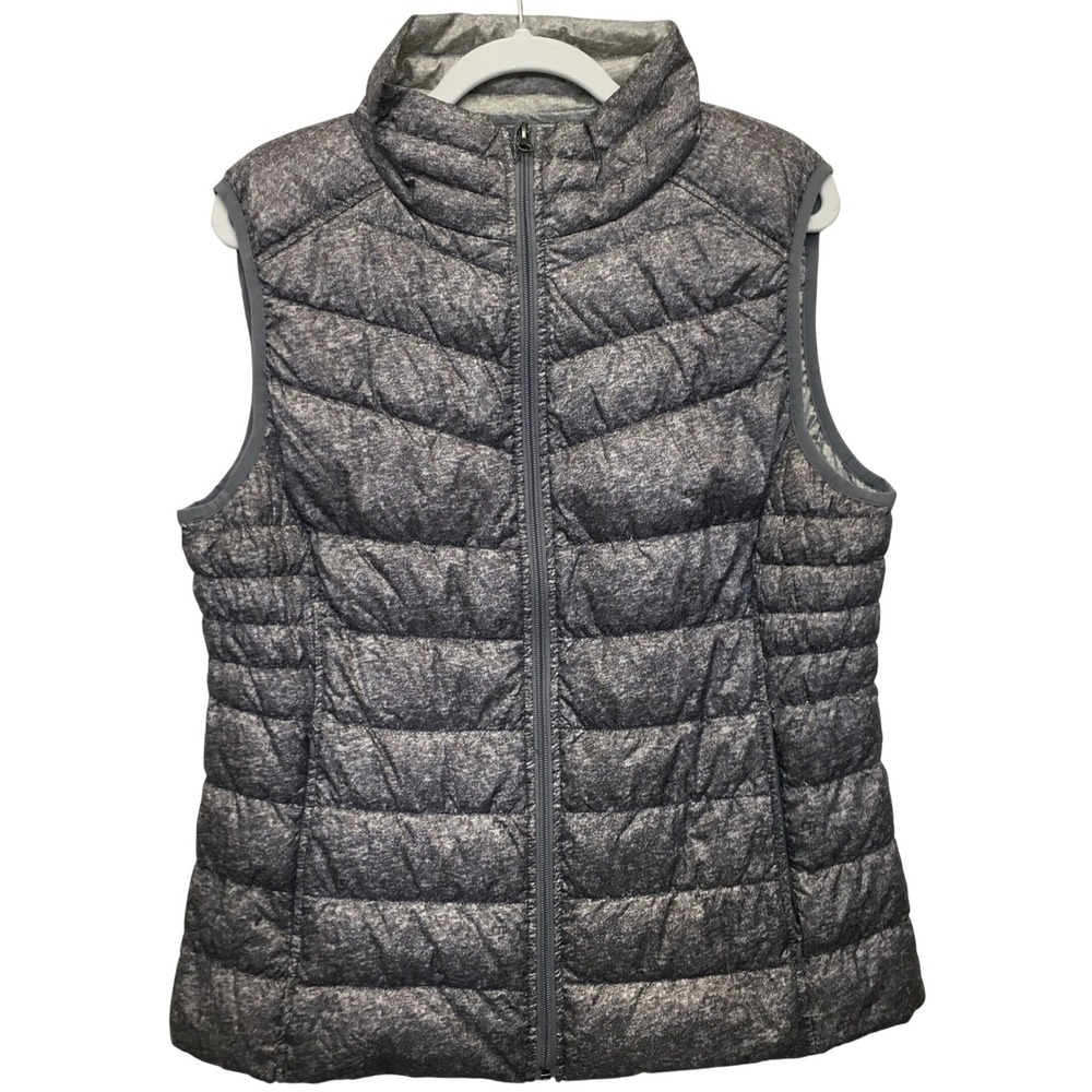 Be Boundless Quilted Down Puffer Vest Women's XL Gray Packable Outdoor Warmth